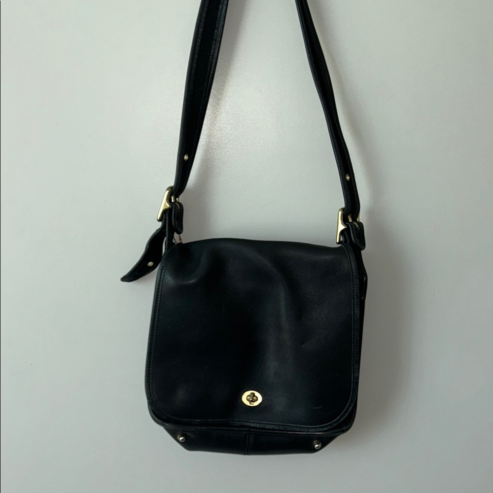 Coach Black Crossbody Bag with Gold Accents